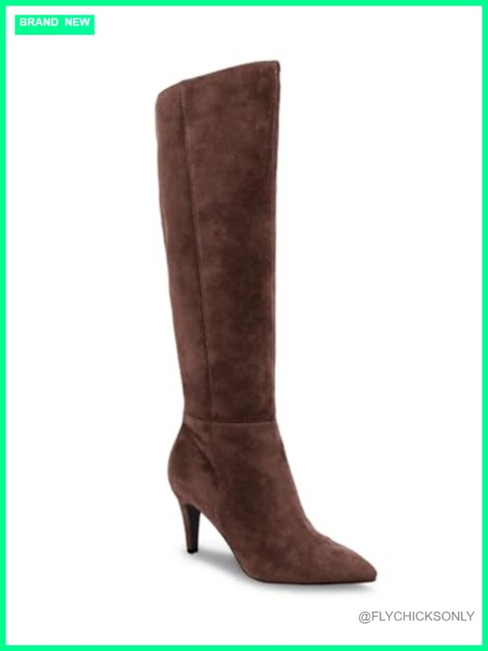 Womens Wide Calf Knee High Boots Stiletto Heel Pointed Toe Faux Suede